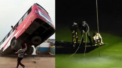 দৌলতদিয়ায় নদীতে পড়ার দৃশ্য ও উদ্ধারের মুহূর্ত 