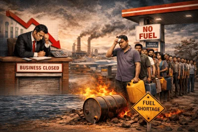 জ্বালানি সংকটের প্রতিচ্ছবি। ছবি: এআই দিয়ে তৈরি