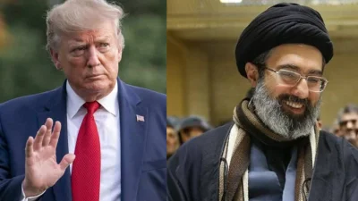 মার্কিন প্রেসিডেন্ট ডনাল্ড ট্রাম্প (বামে) ও ইরানের সর্বোচ্চ নেতা মোজতাবা খামেইনি
